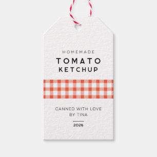 Étiquettes-cadeau Ketchup à la tomate maison avec à damiers motif