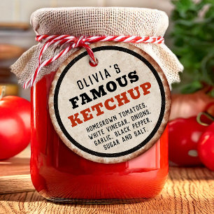 Étiquettes Cadeau ketchup à tomate maison modifiable avec panneau ro