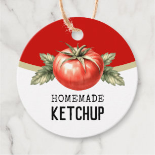 Étiquettes Cadeau ketchup à tomates faites maison avec tomate rouge