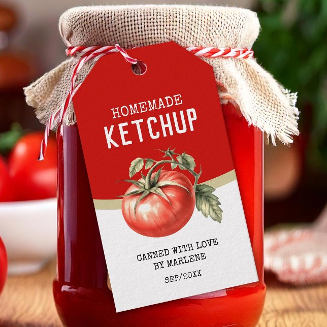 Étiquettes-cadeau Ketchup de tomate fait maison avec tomate rouge (Créateur téléchargé)