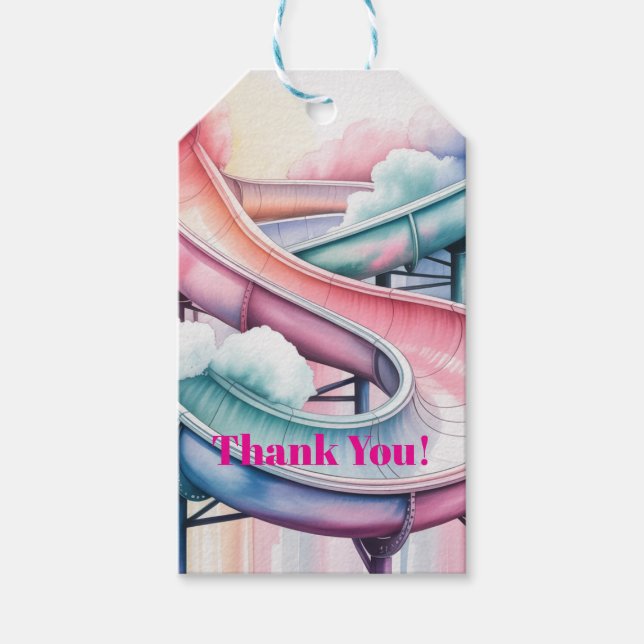Étiquettes-cadeau Kids’ Birthday Waterslide Party Thank You (Devant)