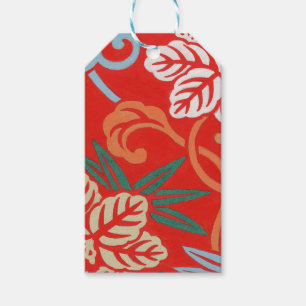 Étiquettes-cadeau Kimono japonais hawaïen rouge : Vintage floral