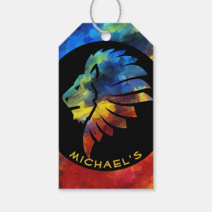 Étiquettes-cadeau King of the jungle watercolor name monogram