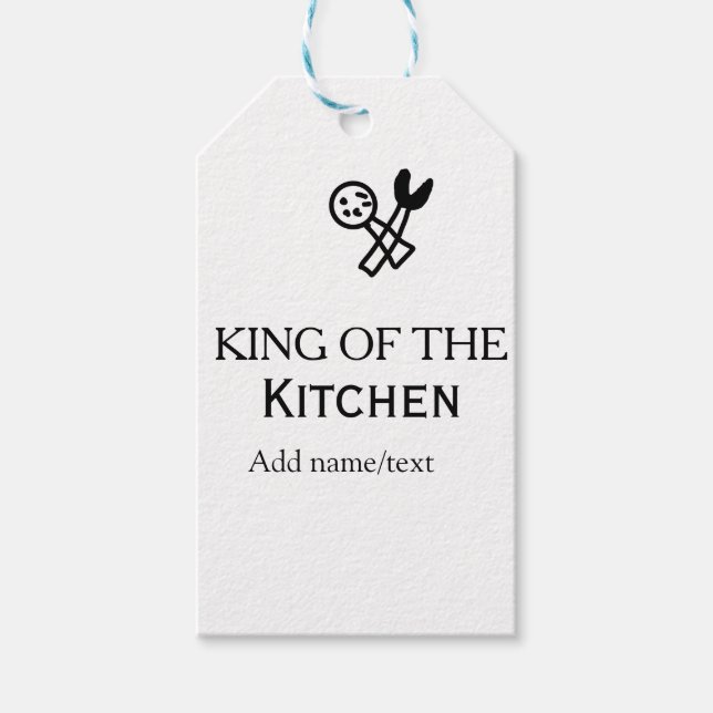 Étiquettes-cadeau King of the kitchen chef cooking add name crown ha (Devant)