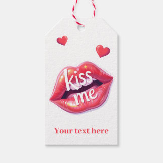 Étiquettes-cadeau Kiss Me Glossy Red Lips Art Illustration
