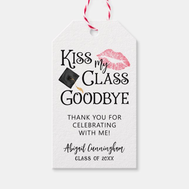 Étiquettes-cadeau Kiss My Class Goodbye Funny Graduation Merci (Devant)