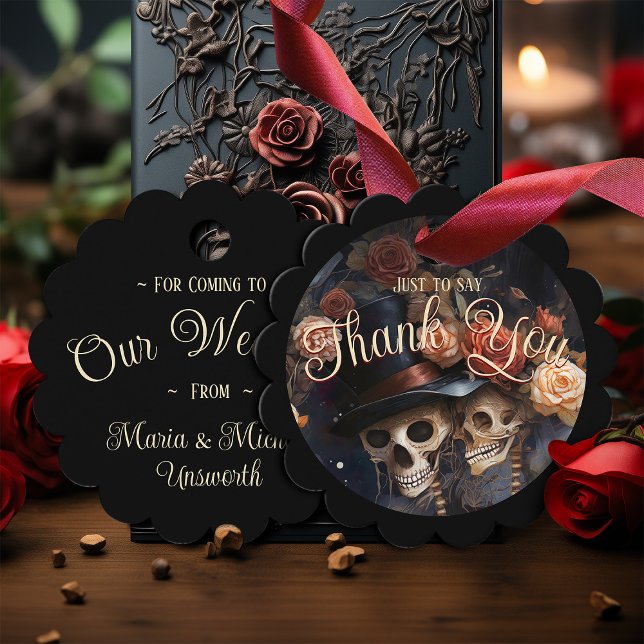 Étiquettes Cadeau Kissing Skulls Dark Romance Mariage gothique (Créateur téléchargé)