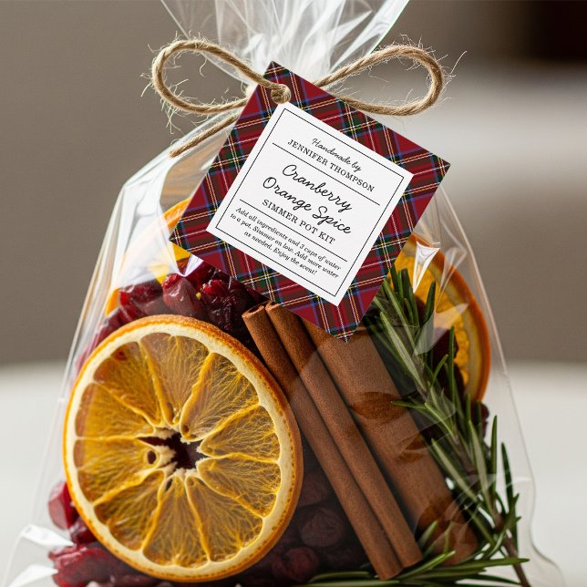 Étiquettes Cadeau Kit de pot-pourri de vacances à tartan rouge class (Créateur téléchargé)
