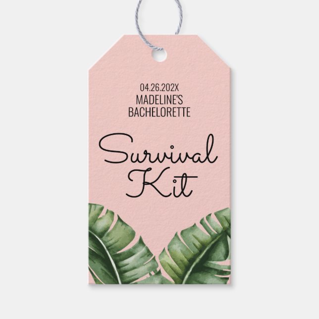 Étiquettes-cadeau Kit de survie Feuille banane tropicale (Devant)