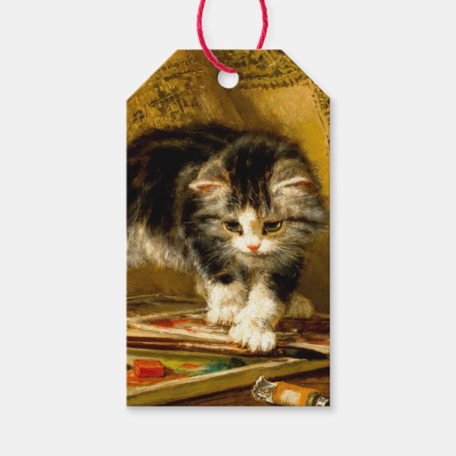 Étiquettes-cadeau Kitten avec peinture et brosses (Devant)