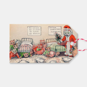 Étiquettes-cadeau Kittens et Santa Cat, Louis Wain