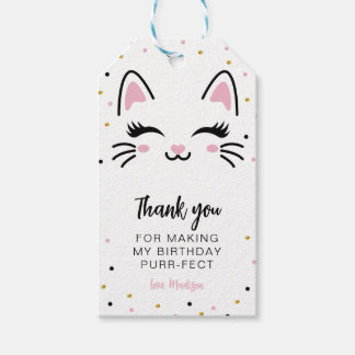 Étiquettes-cadeau Kitty Chat Purrfect Anniversaire Merci Favoriser