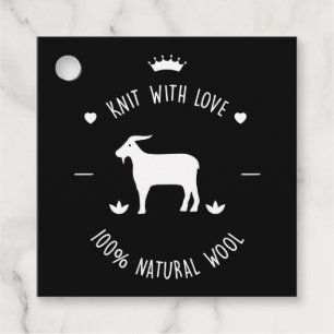 Étiquettes Cadeau Knit Avec Amour   Laine naturelle 100%