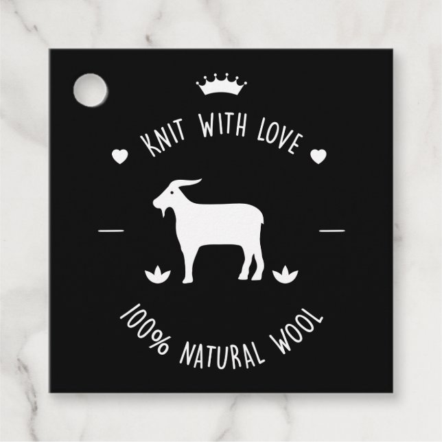 Étiquettes Cadeau Knit Avec Amour | Laine naturelle 100% (Devant)