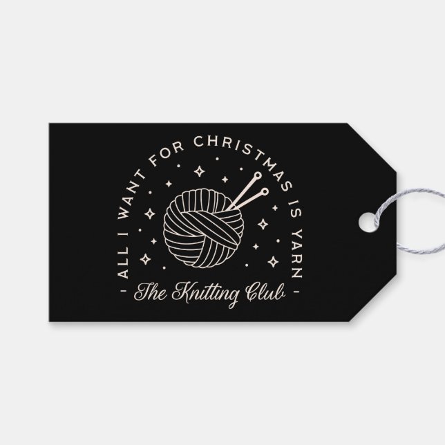 Étiquettes-cadeau Knit club tricot vacances drôle fil (Devant (Horizontal))