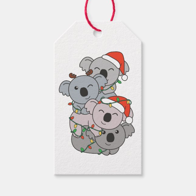 Étiquettes-cadeau Koala Arbre de Noël Animaux de Noël Koalas (Devant)