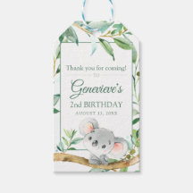 Koala Bear Tags cadeaux pour les faveurs d'anniver