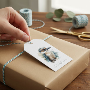 Étiquettes-cadeau Kookaburra sur une branche, coutume