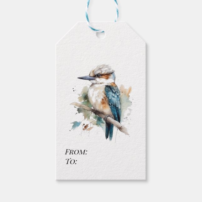 Étiquettes-cadeau Kookaburra True Blue, sur mesure (Devant)
