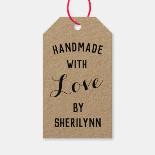 Étiquettes-cadeau Kraft artisanal avec amour et nom