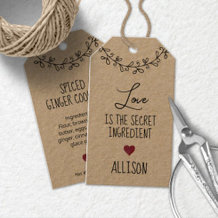 Étiquettes-cadeau ❤️ Kraft de traitement fait main personnalisé avec