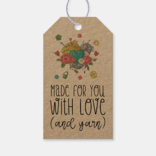 Étiquettes-cadeau KRAFT Fabriqué pour vous avec amour et Crochet en