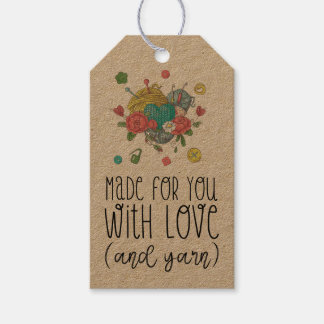 Étiquettes-cadeau KRAFT Fabriqué pour vous avec amour et Crochet en