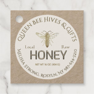 Étiquettes Cadeau Kraft Honey and Nutrition Facts Queen Bee Tags