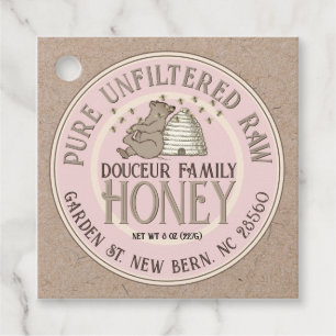 Étiquettes Cadeau Kraft Honey Bear Jar Tag Skep Little Bear Bees