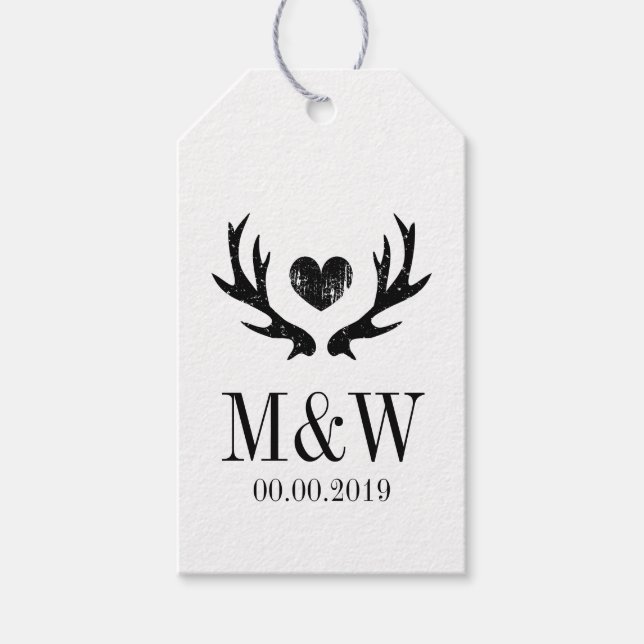 Étiquettes-cadeau Kraft renne rustique marque de cadeau de mariage (Devant)