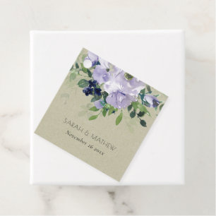 Étiquettes Cadeau Kraft Violet Violet Marine Floral Mariage