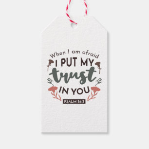 Étiquettes-cadeau La Bible Florale Verse Art 'Je mets ma confiance e