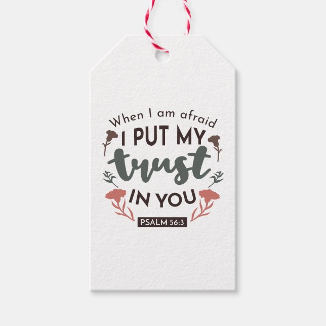 Étiquettes-cadeau La Bible Florale Verse Art 'Je mets ma confiance e (Devant)
