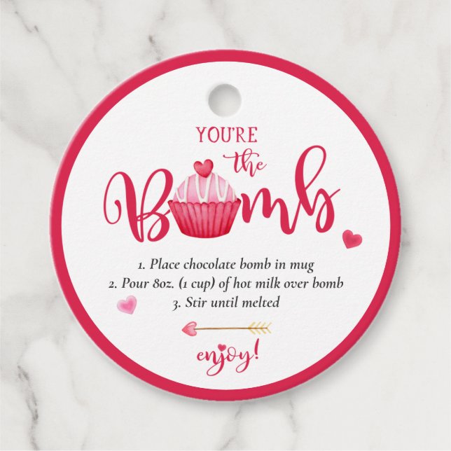 Étiquettes Cadeau La bombe au chocolat chaud de Valentine Vous êtes  (Devant)