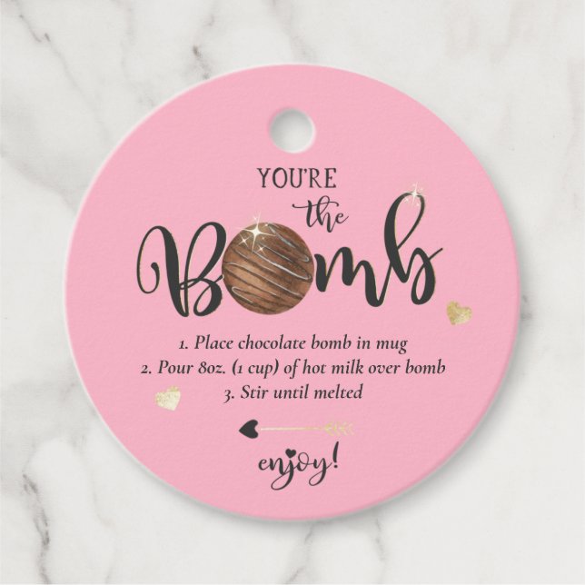 Étiquettes Cadeau La bombe au chocolat chaud de Valentine Vous êtes  (Devant)