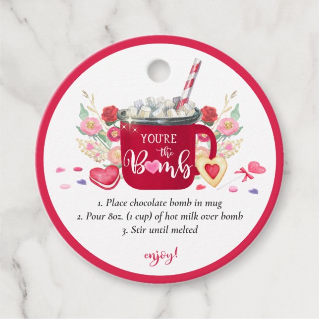 Étiquettes Cadeau La bombe au chocolat chaud de Valentine Vous êtes  (Devant)