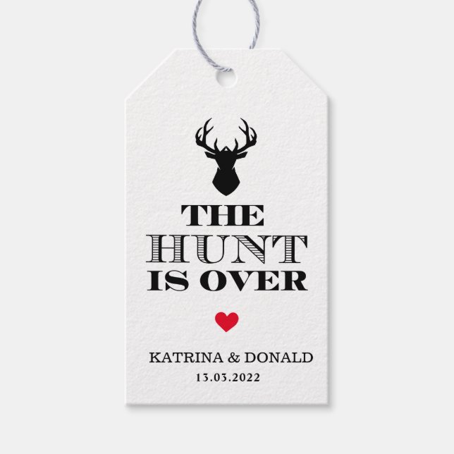 Étiquettes-cadeau La chasse au Mariage campagnard rustique (Devant)