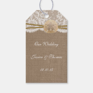 Étiquettes-cadeau La collection de mariages de plage de sable rustiq