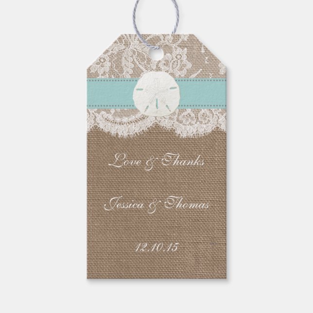 Étiquettes-cadeau La collection de mariages de plage de sable turquo (Devant)