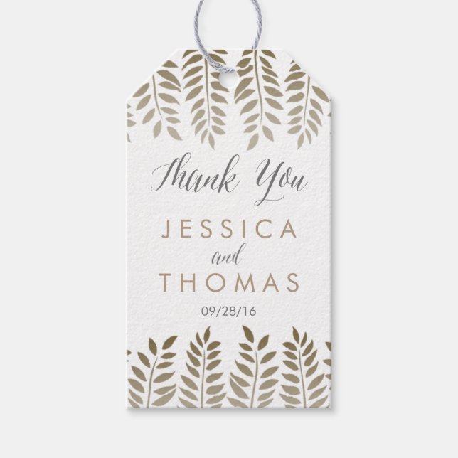 Étiquettes-cadeau La collection de Mariages Monochrome Fern Woodland (Devant)