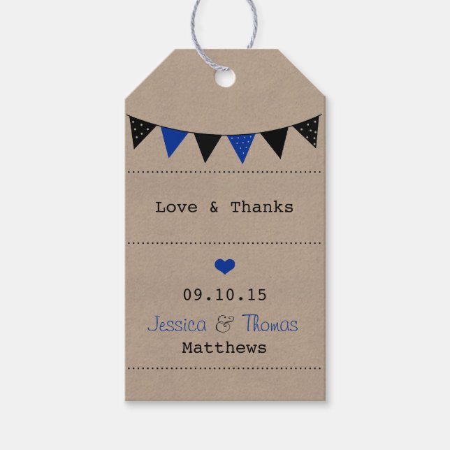 Étiquettes-cadeau La collection moderne de Mariages de Bunting Bleu (Devant)
