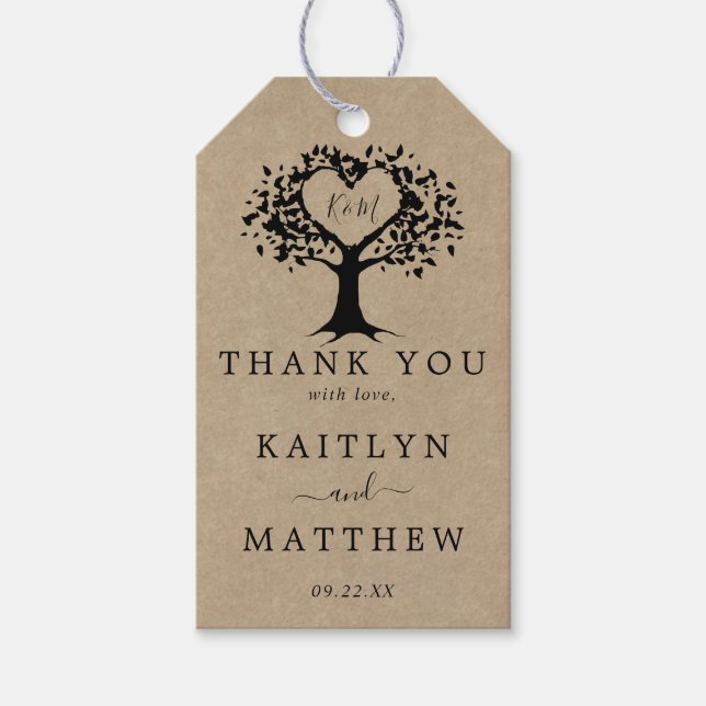 Étiquettes-cadeau La collection Rustic Heart Tree Mariage (Devant)