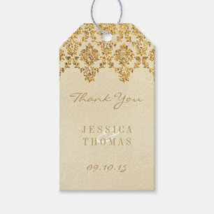 Étiquettes-cadeau La collection Vintage Glam Gold Mariage damassé