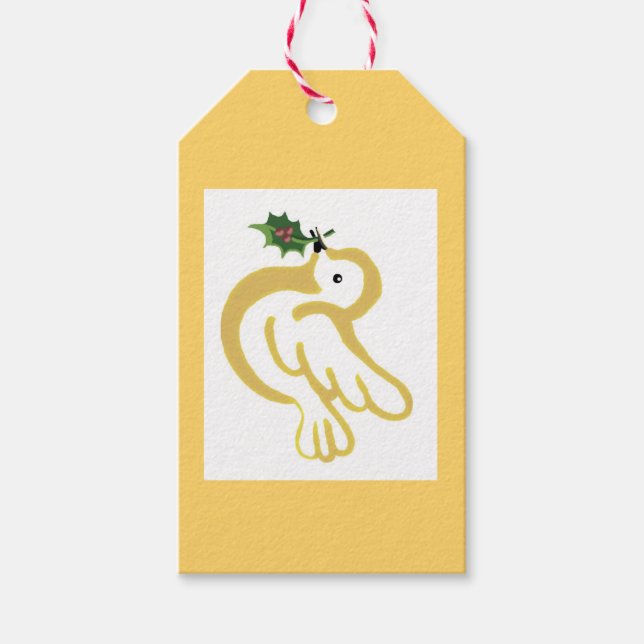 Étiquettes-cadeau La colombe de Noël avec saint (Devant)
