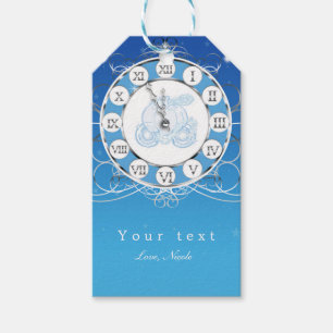 Étiquettes-cadeau La fête argent et bleu de Cendrillon presque minui