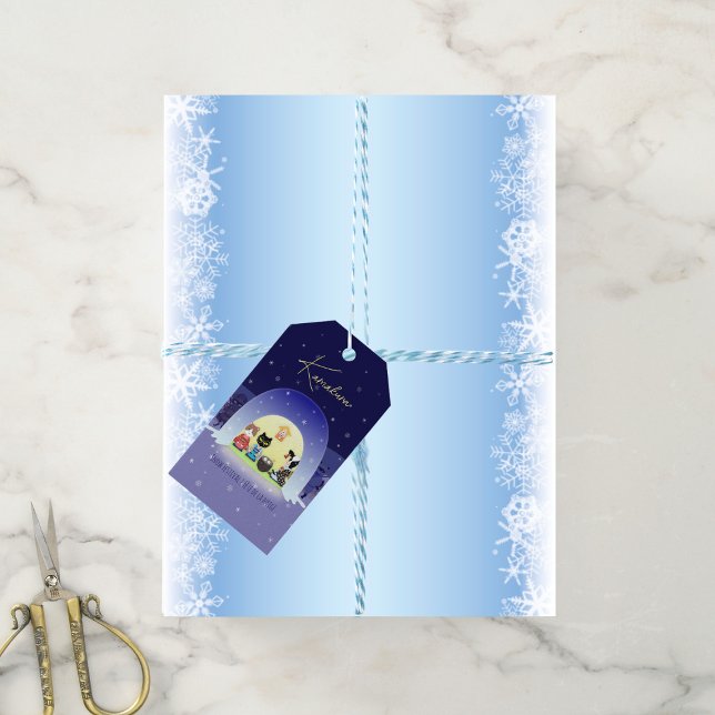 Étiquettes-cadeau La fête de neige d'Edo-Neko (Edo-Neko's Snowy Celebration Gift Tags)
