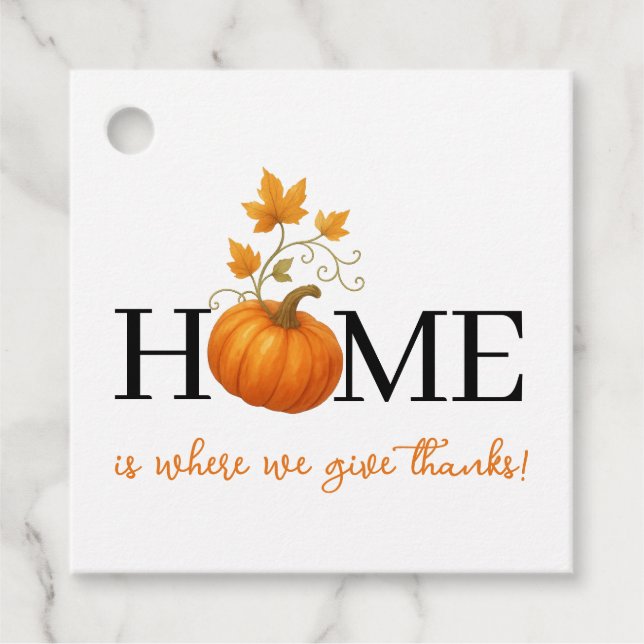 Étiquettes Cadeau La maison de la citrouille de Thanksgiving est l'e (Devant)