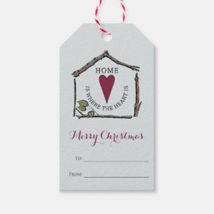 Étiquettes-cadeau La Maison de Noël Bleue est là où le coeur est à p
