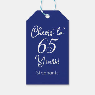 Étiquettes-cadeau La Marine bleu encourage à 65 ans 65e anniversaire