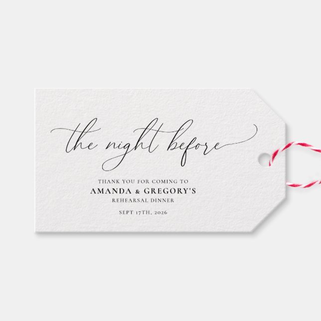 Étiquettes-cadeau La Nuit Avant Le Dîner De La Répétition Mariage (Devant (Horizontal))